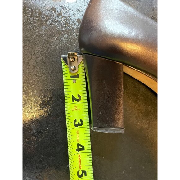 Enzo Angiolini Black Leather Heels Womens Shoes 7M Square Toe Made In Spain - Picture 9 of 9